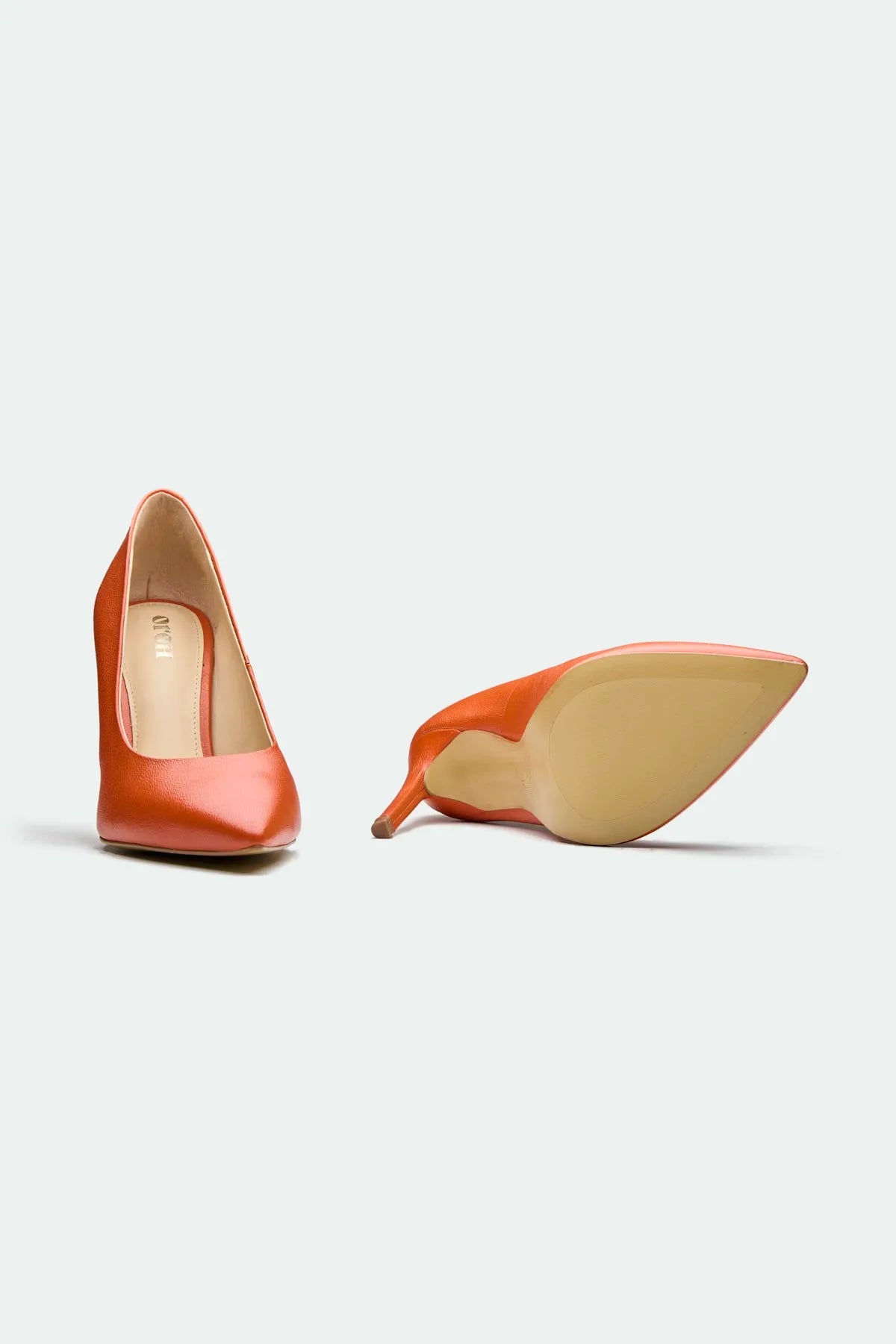 Orange Pointed Toe Stiletto High Heels – Elegant Slip-On Pumps for Women