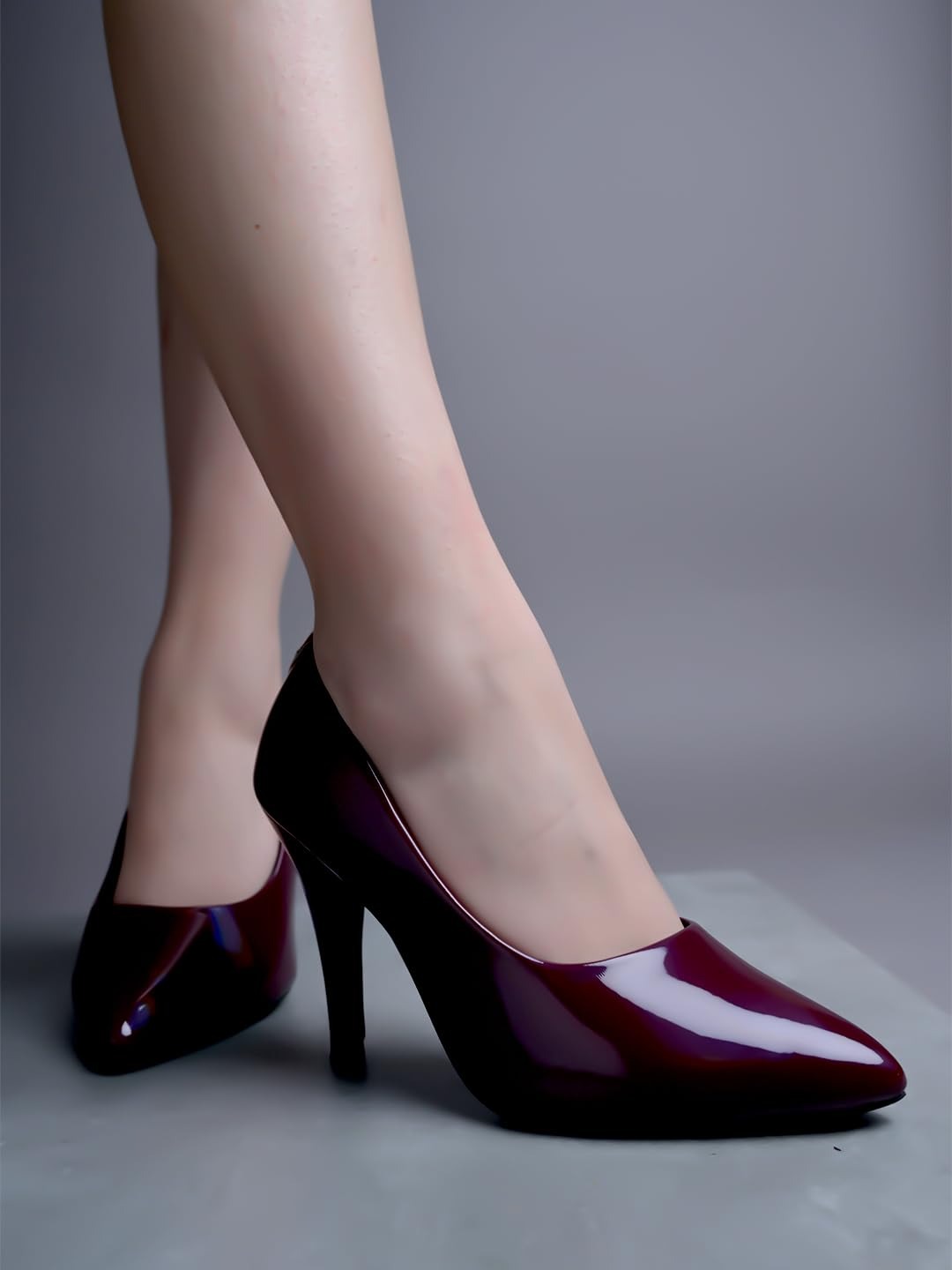 Burgundy Patent Pointed Toe Heels – Classic Glossy Stiletto Pumps